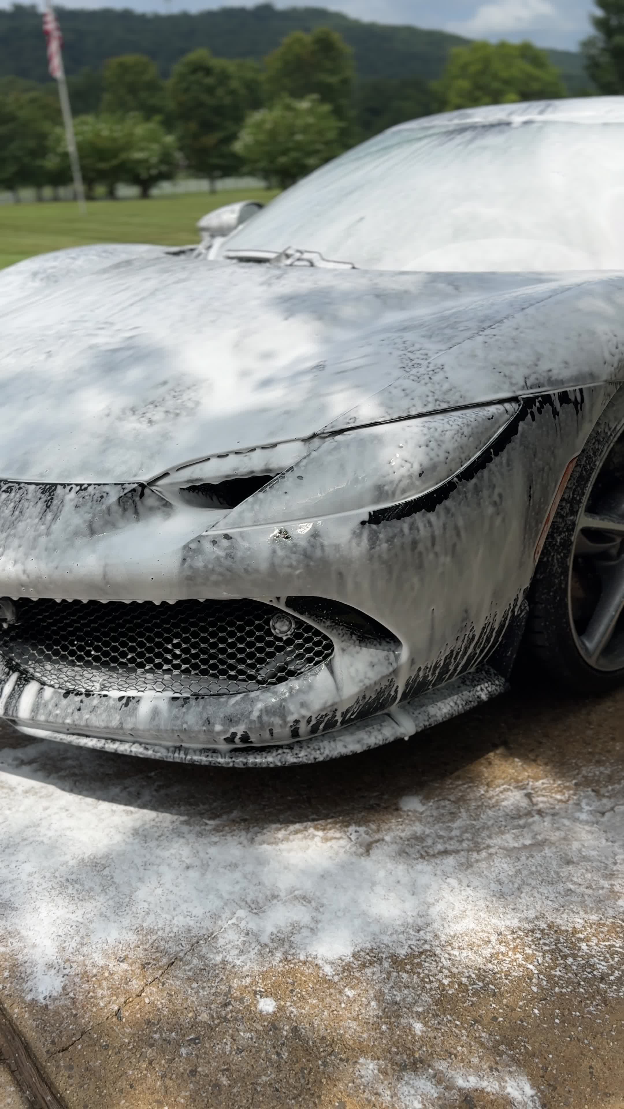 Foam cannon wash during a Motorcity hand wash